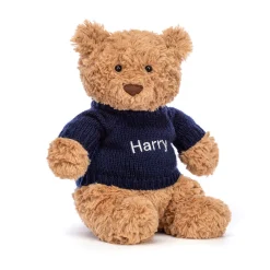 Discount Bartholomew Bear with Personalised Navy Jumper