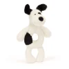 Hot Bashful Black & Cream Puppy Ring Rattle