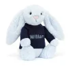 New Bashful Blue Bunny with Personalised Navy Jumper