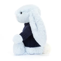New Bashful Blue Bunny with Personalised Navy Jumper