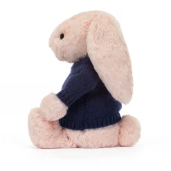 Hot Bashful Blush Bunny with Personalised Navy Jumper