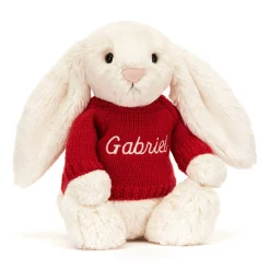 Outlet Bashful Cream Bunny with Personalised Red Jumper
