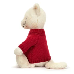 Hot Bashful Cream Kitten with Personalised Red Jumper