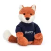 Clearance Bashful Fox Cub with Personalised Navy Jumper