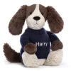 Best Bashful Fudge Puppy with Personalised Navy Jumper