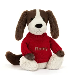 Sale Bashful Fudge Puppy with Personalised Red Jumper