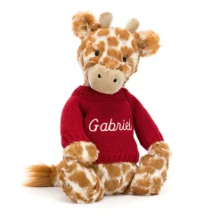 Hot Bashful Giraffe with Personalised Red Jumper