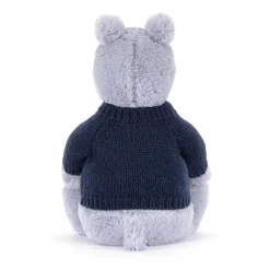 Best Bashful Hippo with Personalised Navy Jumper