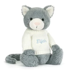 Sale Bashful Kitten with Personalised Cream Jumper
