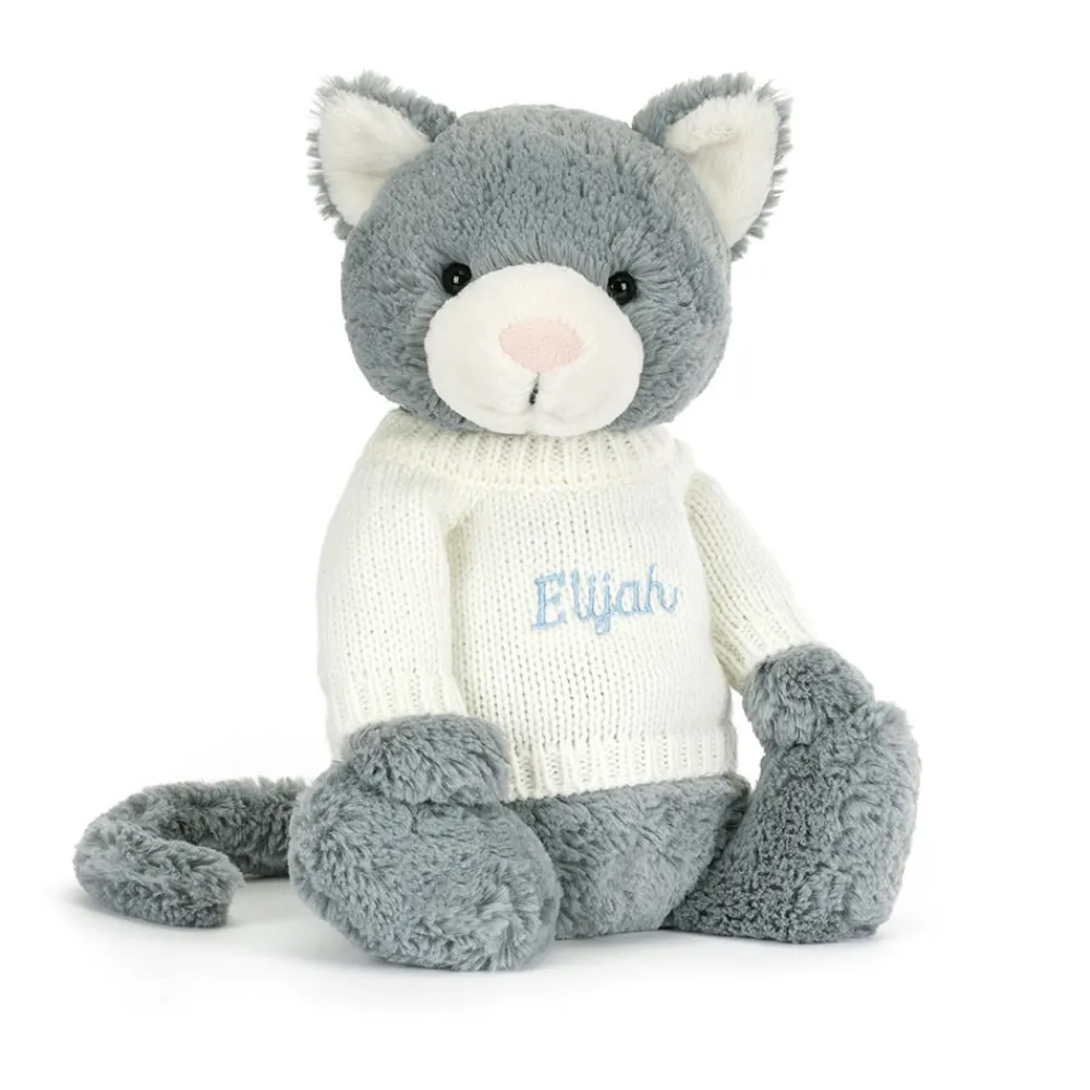 Sale Bashful Kitten with Personalised Cream Jumper