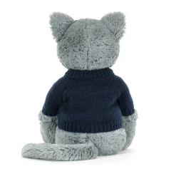 Online Bashful Kitten with Personalised Navy Jumper