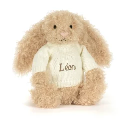 Sale Bashful Luxe Bunny Curly with Personalised Cream Jumper