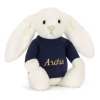 Discount Bashful Luxe Bunny Luna with Personalised Navy Jumper