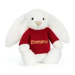 Discount Bashful Luxe Bunny Luna with Personalised Red Jumper