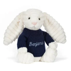Outlet Bashful Luxe Bunny Nimbus with Personalised Navy Jumper