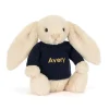 Online Bashful Luxe Bunny Willow with Personalised Navy Jumper