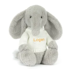 Clearance Bashful Luxe Elephant Thuddeus with Personalised Cream Jumper