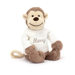 Sale Bashful Monkey with Personalised Cream Jumper