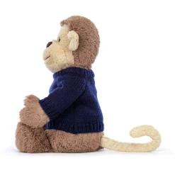 Best Bashful Monkey with Personalised Navy Jumper