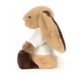 Online Bashful Patchwork Brown Bunny with Personalised Cream Jumper