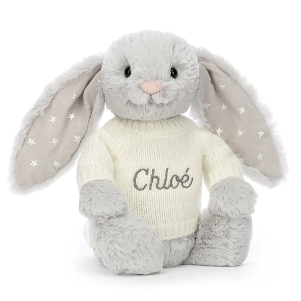 Discount Bashful Shimmer Bunny with Personalised Cream Jumper