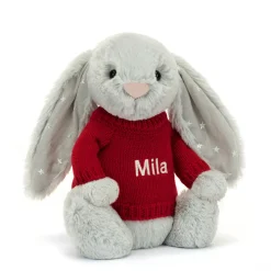 Outlet Bashful Shimmer Bunny with Personalised Red Jumper