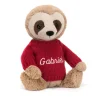 New Bashful Sloth with Personalised Red Jumper
