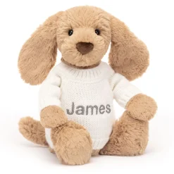 Outlet Bashful Toffee Puppy with Personalised Cream Jumper