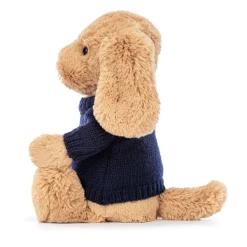 Discount Bashful Toffee Puppy with Personalised Navy Jumper