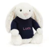 New Bashful Twinkle Bunny with Personalised Navy Jumper